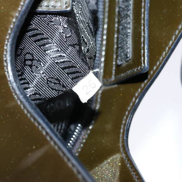 PRADA Shoulder Bag Enamel Khaki Auth bs13473 - Picture 12 of 16